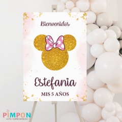 Kit imprimible textos editables - minnie mouse glitter dorado y rosa - comprar online