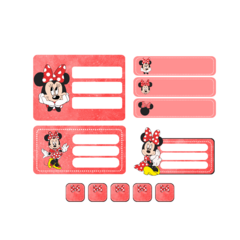 Mega Kit imprimible Etiquetas escolares - minnie mouse rojo