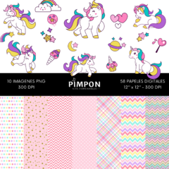 cliparts - images + digital papers - UNICORNS - collection 08 - buy online