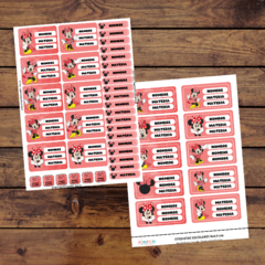 Mega Kit imprimible Etiquetas escolares - minnie mouse rojo - comprar online