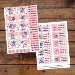 Mega Kit imprimible Etiquetas escolares - STITCH Y ANGEL ROSA - buy online