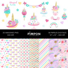 cliparts - images + digital papers - UNICORNS - collection 11 - buy online