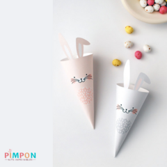 kit imprimible digital - pascuas - cono conejo para dulces en internet
