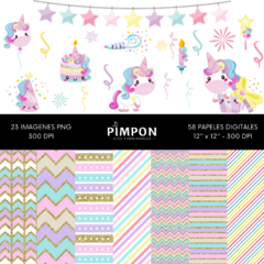 cliparts - images + digital papers - UNICORNS - collection 12 - buy online
