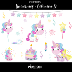 Cliparts + Papeles digitales - UNICORNIOS - coleccion 12 en internet