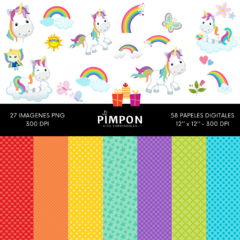 cliparts - images + digital papers - UNICORNS - collection 13 - buy online
