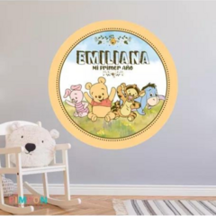 Banner imprimible digital 1.20 mts - winnie pooh y amigos bebe 01
