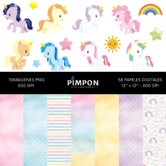 cliparts - images + digital papers - UNICORNS - collection 16 - buy online