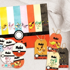Kit imprimible personalizado - Pokemon - evoluciones de eevee