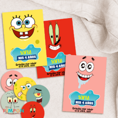 Kit imprimible personalizado - Bob esponja caras