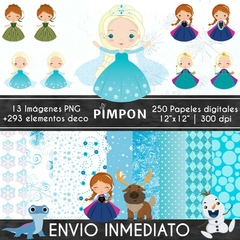 Cliparts + Papeles digitales - princesas - Frozen mod. 03