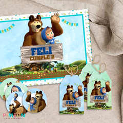 Kit imprimible textos editables - Masha y el oso mod. 01 - loja online