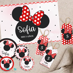 Image of Kit imprimible personalizado - minnie mouse rojo
