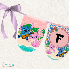 Image of Kit imprimible personalizado - Stitch y Angel (rosa)