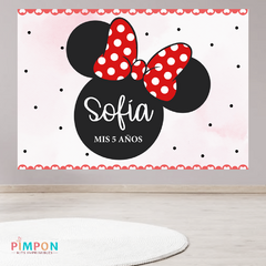 banner imprimible 2x1,5 mts - minnie mouse rojo