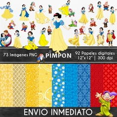 Cliparts + Papeles digitales - princesas - Snow White and the Seven Dwarfs