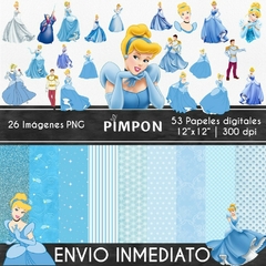 Cliparts + papéis digitais - princesas - cinderela