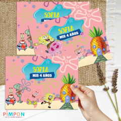 Kit imprimible personalizado - Bob esponja (rosa) - pimpon