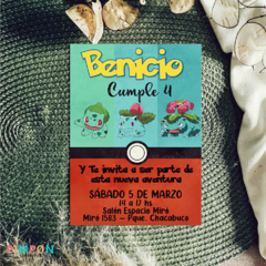 invitacion / invitation / convite DIGITAL - bulbasaur - pokemon