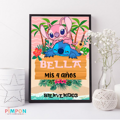 Kit imprimible personalizado - Stitch y Angel (rosa)