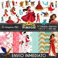Kit Clipart + Papeles Digitales - Princesas- Elena De Avalor