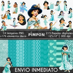 Kit Clipart + Papeles Digitales - Jazmin, Aladin