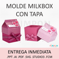 Molde Patron Editable Estilo Caja Milkbox Con Tapa 100% EDITABLE