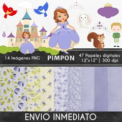 Cliparts + Papeles digitales - princesas - princesa Sofia mod. 02