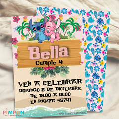 Kit imprimible personalizado - Stitch y Angel (rosa) - comprar online