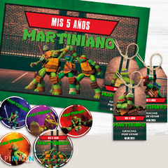 Kit imprimible textos editables - Tortugas Ninja