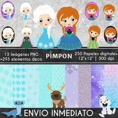 Cliparts + Papeles digitales - princesas - Frozen mod. 02