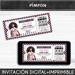 Invitacion Digital + Imprimible Ticket Entrada Futbol - inter miami - lionel messi