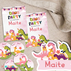 Kit imprimible personalizado - Dinosaurios party dino (rosa) - online store