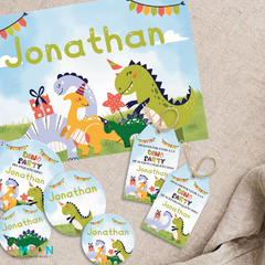 Kit imprimible textos editables - Dinosaurios party dino (verde) - online store