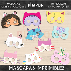 Kit imprimible personalizado - Gabby's Dollhouse - MASCARAS IMPRIMIBLES