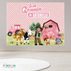 Banner imprimible digital 2 x 1.5 mts - la granja de zenon (rosa)