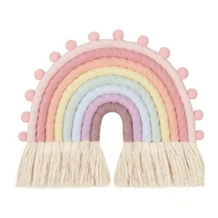 Macramê Arco-íris 8 camadas Candy Color com Pompom 33x24cm