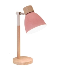 Luminária Luiza Bivolt com Base de Madeira - Rosa