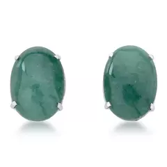 Brinco Fixo Quartzo Verde Oval Cabochão Prata 925