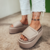 Sofi - Tamanco Flatform Feminino Velcro Cinza - comprar online