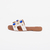 Bruna - Rasteira Feminina Pedras Aplicação Off-White /Azul na internet