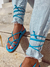 Sandália Azul Papete Tiras Finas Cruzadas Amarração Not-me Shoes