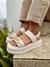 Sandália Off White Papete Plataforma Flatform Tiras Largas Com Corrente Not-me Shoes