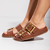 Birken Papete Caramelo Tira Larga com Fivela e Tachas Not-me Shoes