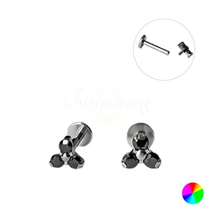 Labret Titânio R/I Trinity C/ Pedra 5.4mm – Preto