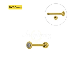 Micro-Reto Aço Pvd Gold Mini Ponto de Luz 8x2.0mm