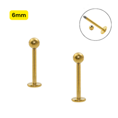 Labret Titânio Pvd Gold - 6mm