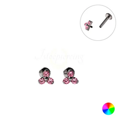 Labret Titânio R/I Trinity C/ Pedra 4.3mm – Rosa