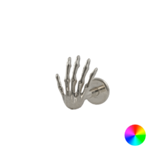 Labret Titânio R/I Mão Esqueleto