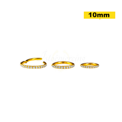 Argola Segmentada Clicker Pvd Gold C/ Zircônia 10mm